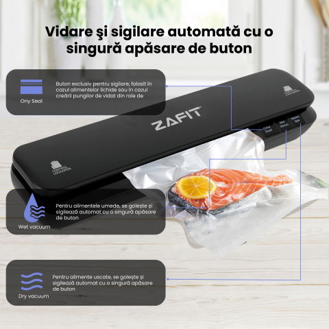 Aparat de vidat alimente ZAFIT™ VID-360W, 30 cm bara de lipire, 10 pungi incluse, Negru [2]