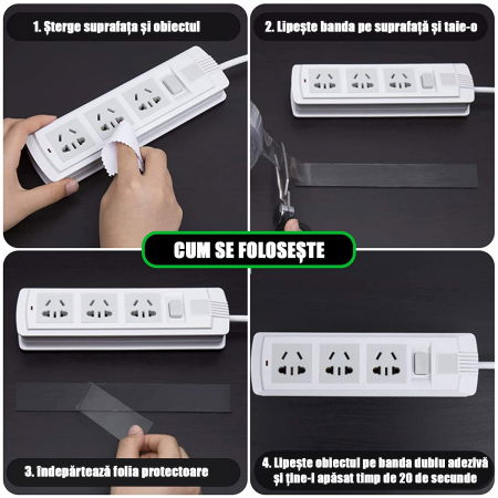 Banda dublu adeziva ZAFIT™, rezistenta la apa, siliconica, transparenta, 3 cm latime [4]