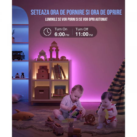 Banda LED RGB ZAFIT™ 5 metri, Interior IP20, 60 leduri/m 5050 RGB, Adeziva, Wi-Fi, aplicatie telefon, timer On/Off, telecomanda, mod muzica, microfon, intensitate lumina reglabila [5]
