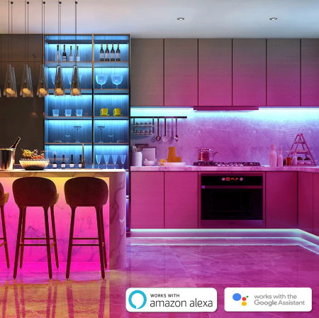 Banda LED RGB ZAFIT™ 5 metri, Exterior/Interior IP65, Adeziva, Wi-Fi, aplicatie telefon, telecomanda, mod muzica, timer, microfon, intensitate lumina reglabila [8]