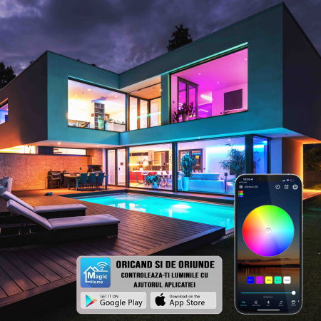 Banda LED ZAFIT™ 10 metri, Interior IP20, 5050 RGB, Wi-Fi, aplicatie telefon, telecomanda, mod muzica, timer, microfon, intensitate lumina reglabila [3]