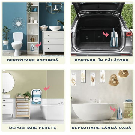 Cadita bebe cu suport FiGGA®, 0-48 luni, portabila, extra pliabila, termometru, picioare antiderapante, suport cap de dus, Verde [7]