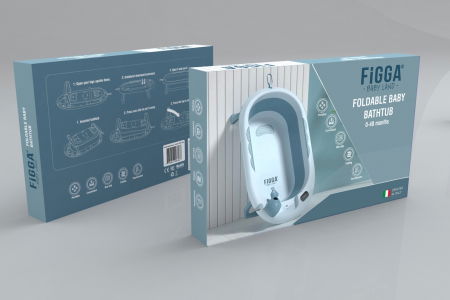 Cadita bebe FiGGA®, 0-48 luni, pliabila, termometru, picioare antiderapante, cana pentru clatire tip jucarie, suport cap de dus, suport pentru sapun, Albastru [8]