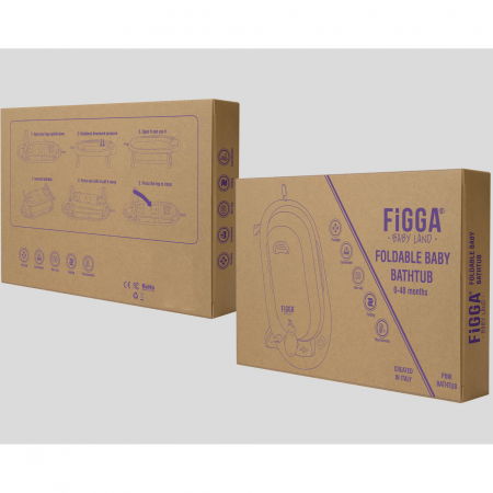 Cadita bebe FiGGA®, 0-48 luni, pliabila, termometru, picioare antiderapante, cana pentru clatire tip jucarie, suport cap de dus, suport pentru sapun, Roz [5]