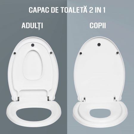 Capac WC ZAFIT® cu reductor si inchidere lenta Soft Close, 2 in 1 Adulti si Copii, Universal, compatibil cu toate vasele de toaleta [6]