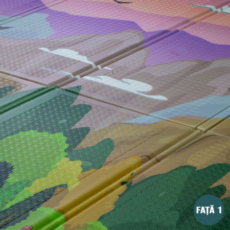 Covor de joaca FiGGA® pentru copii 200 x 180 cm, Spuma protectie, Termoizolant, Pliabil, 2 fete, Covoras bebe interactiv si educativ pentru activitati de joaca a bebelusului, Print 04 [2]