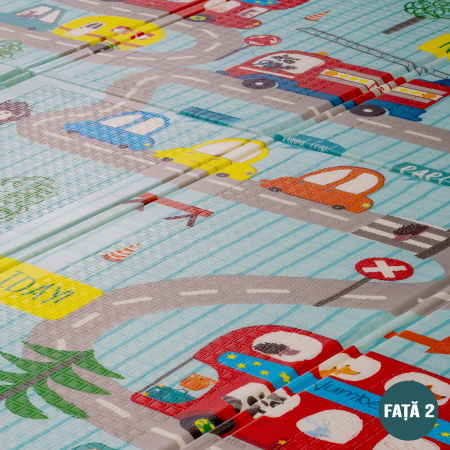 Covor de joaca FiGGA® pentru copii 200 x 180 cm, Spuma protectie, Termoizolant, Pliabil, 2 fete, Covoras bebe interactiv si educativ pentru activitati de joaca a bebelusului, Print 06 [3]