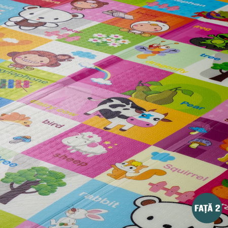 Covor de joaca FiGGA® pentru copii 200 x 180 cm, Spuma protectie, Termoizolant, Pliabil, 2 fete, Covoras bebe interactiv si educativ pentru activitati de joaca a bebelusului, Print 04 [3]