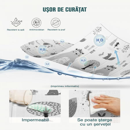 Covor de joaca FiGGA® pentru copii 200 x 180 cm, Spuma protectie, Termoizolant, Pliabil, 2 fete, Covoras bebe interactiv si educativ pentru activitati de joaca a bebelusului, Print 07 [5]