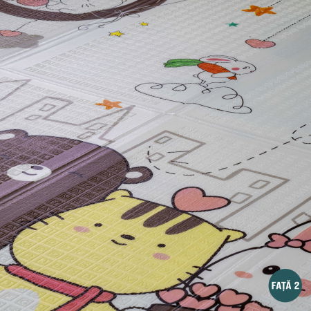 Covor de joaca FiGGA® pentru copii 200 x 180 cm, Spuma protectie, Termoizolant, Pliabil, 2 fete, Covoras bebe interactiv si educativ pentru activitati de joaca a bebelusului, Print 03 [3]