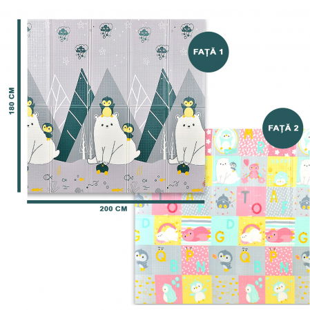 Covor de joaca FiGGA® pentru copii 200 x 180 cm, Spuma protectie, Termoizolant, Pliabil, 2 fete, Covoras bebe interactiv si educativ pentru activitati de joaca a bebelusului, Print 02 [1]