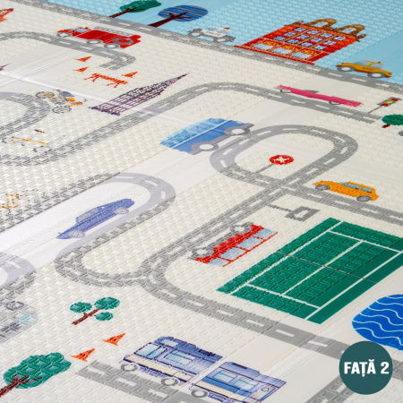 Covor de joaca FiGGA® pentru copii 200 x 180 cm, Spuma protectie, Termoizolant, Pliabil, 2 fete, Covoras bebe interactiv si educativ pentru activitati de joaca a bebelusului, Print 05 [3]