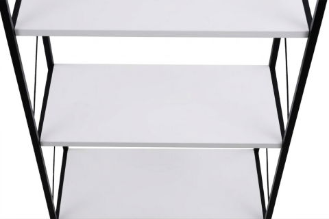 Etajera cu 4 rafturi depozitare FiGGA®, Metal + MDF, 120 cm x 55 cm x 25 cm, potrivita pentru baie, carti, pantofi, incaltaminte, papuci, jucarii, biblioteca, in camara, debara sau dressing, Negru/Alb [4]