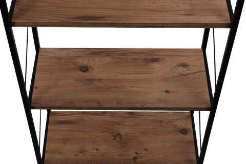 Etajera cu 4 rafturi depozitare FiGGA®, Metal + MDF, 120 cm x 55 cm x 25 cm, potrivita pentru baie, carti, pantofi, incaltaminte, papuci, jucarii, biblioteca, in camara, debara sau dressing, Negru/Pin [4]