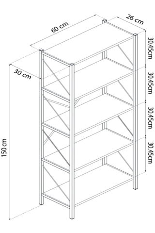 Etajera cu 5 rafturi depozitare FiGGA®, Metal + MDF, 150 cm x 60 cm x 30 cm, potrivita pentru baie, carti, pantofi, incaltaminte, papuci, jucarii, biblioteca, in camara, debara sau dressing, Negru/Pin [8]