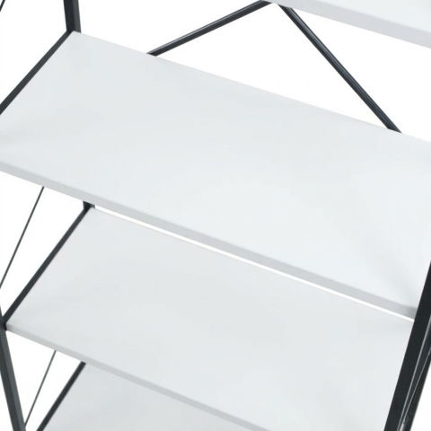 Etajera cu 5 rafturi depozitare FiGGA®, Metal + MDF, 150 cm x 60 cm x 30 cm, potrivita pentru baie, carti, pantofi, incaltaminte, papuci, jucarii, biblioteca, in camara, debara sau dressing, Negru/Pin [3]