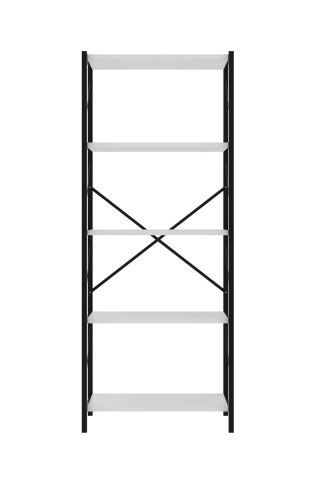 Etajera cu 5 rafturi depozitare FiGGA®, Metal + MDF, 150 cm x 60 cm x 30 cm, potrivita pentru baie, carti, pantofi, incaltaminte, papuci, jucarii, biblioteca, in camara, debara sau dressing, Negru/Pin [1]