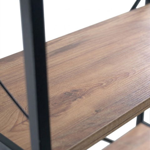 Etajera cu 5 rafturi depozitare FiGGA®, Metal si MDF, 150 cm x 60 cm x 30 cm, potrivita pentru baie, carti, pantofi, incaltaminte, papuci, jucarii, biblioteca, in camara, debara sau dressing, Negru/Pi [5]