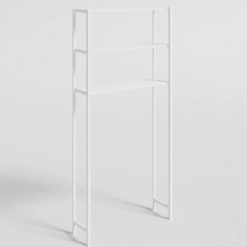 Etajera pentru Masina de Spalat cu 3 polite, 150cm x 69cm x 20cm, Metal + MDF, Organizator Multifunctional pentru Baie, Spatii Inguste, Ideal pentru prosoape sau produse de igiena, Alb/Alb [3]