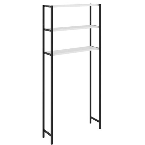 Etajera pentru Masina de Spalat cu 3 polite, 150cm x 69cm x 20cm, Metal + MDF, Organizator Multifunctional pentru Baie, Spatii Inguste, Ideal pentru prosoape sau produse de igiena, Negru/Alb [3]