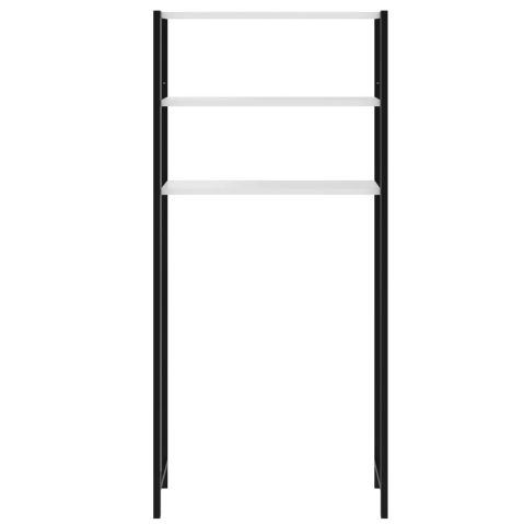 Etajera pentru Masina de Spalat cu 3 polite, 150cm x 69cm x 20cm, Metal + MDF, Organizator Multifunctional pentru Baie, Spatii Inguste, Ideal pentru prosoape sau produse de igiena, Negru/Alb [4]