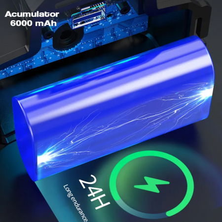 Lanterna puternica de cap FiGGA® LED 30W, 18000 lumeni, 500 metri distanta, 5000K, acumulator reincarcabil 6000 mAh, Profesionala, Frontala, Cablu de incarcare [9]