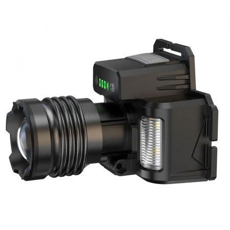 Lanterna puternica de cap FiGGA® LED 30W, 18000 lumeni, 500 metri distanta, 5000K, acumulator reincarcabil 6000 mAh, Profesionala, Frontala, Cablu de incarcare [3]