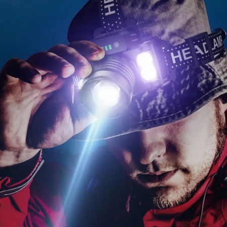 Lanterna puternica de cap FiGGA® LED 30W, 18000 lumeni, 500 metri distanta, 5000K, acumulator reincarcabil 6000 mAh, Profesionala, Frontala, Cablu de incarcare [10]