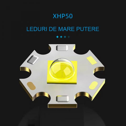 Lanterna puternica profesionala FiGGA®, LED XHP-50, 15000 lumeni, acumulator 18650 Li, structura aliaj aluminiu, Cablu de incarcare [1]
