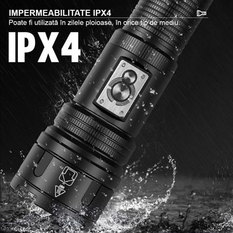 Lanterna puternica profesionala FiGGA®, LED XHP-99 + COB, 30000 lumeni, acumulator 26650 Li, structura aliaj aluminiu, Cablu de incarcare [10]