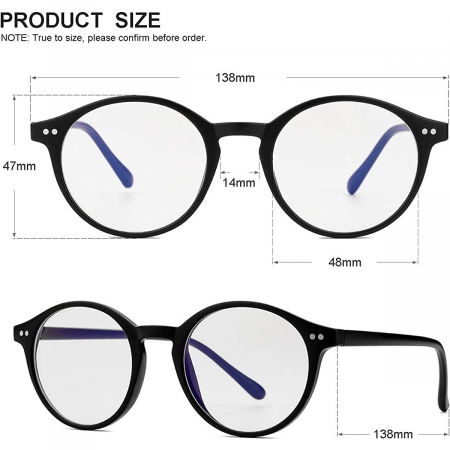 Ochelari protectie calculator ZAFIT™, ecran telefon, tableta, laptop, televizor, gaming, Anti-lumina albastra, Anti-reflexie, Unisex, model rotund, culoare Negru [1]