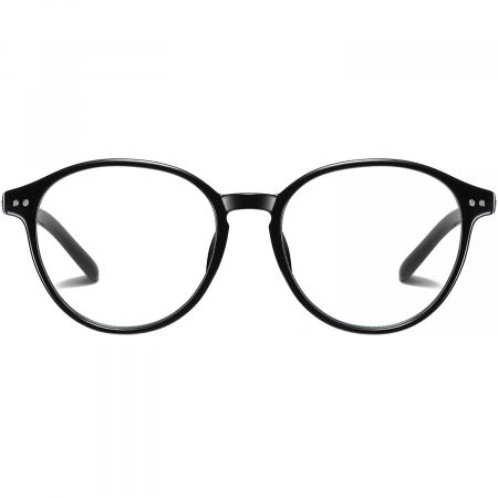 Ochelari - Ochelari protectie calculator ZAFIT™, ecran telefon, tableta, laptop, televizor, gaming, Anti-lumina albastra, Anti-reflexie, Unisex, model rotund, culoare Negru