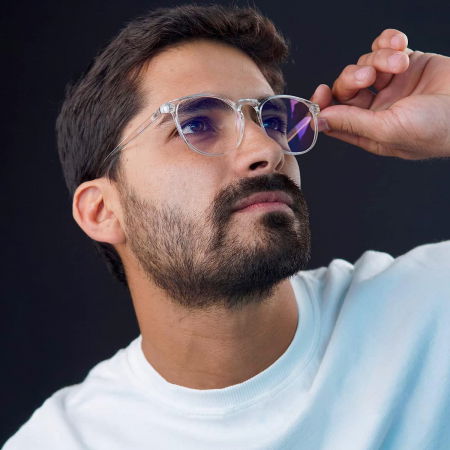 Ochelari protectie calculator ZAFIT™, ecran telefon, tableta, laptop, televizor, gaming, Anti-lumina albastra, Anti-reflexie, Unisex, model rotund, culoare Transparent [6]