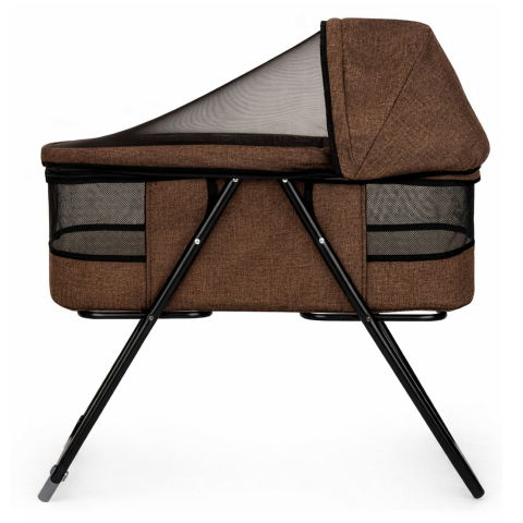 Patut bebe pliabil FiGGA®, 0+ luni, Saltea inclusa, Cu sistem balansoar, Plasa tantari, Portabil, Maro [4]