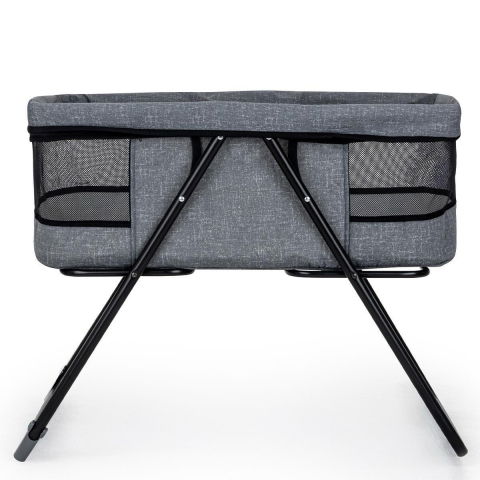 Patut bebe pliabil FiGGA®, 0+ luni, Saltea inclusa, Cu sistem balansoar, Plasa tantari, Portabil, Gri [4]