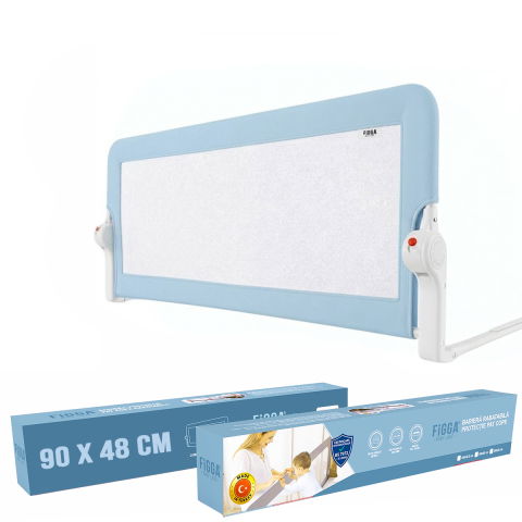 Protectie pat copii - Protectie pat copii FiGGA®, 90 x 48.5 cm, bariera laterala margine pat, rabatabila, Albastru