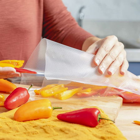 Pungi vidat gofrate ZAFIT™, pentru aparat de vidat alimente, 50 bucati, 20 x 30 cm, reutilizabile, rezistente, sous vide, lavabile in masina de spalat, fara BPA, transparent [6]