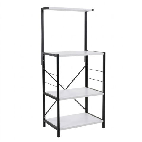 Raft de bucatarie, spatiu cuptor cu microunde, 4 rafturi, 132 cm x 60 cm x 40 cm , etajera Metal + MDF, Negru/Alb [1]