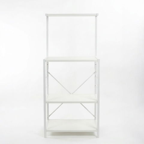 Raft de bucatarie, spatiu cuptor cu microunde, 4 rafturi, 132 cm x 60 cm x 40 cm , etajera Metal + MDF Alb [2]