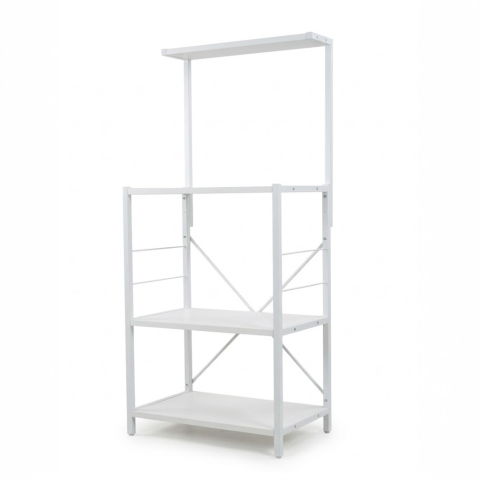 Raft de bucatarie, spatiu cuptor cu microunde, 4 rafturi, 132 cm x 60 cm x 40 cm , etajera Metal + MDF Alb [3]