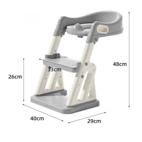 Reductor WC copii 2in1 ZAFIT® cu scara si inaltator, Pliabil, Portabil, colac suprafata de siguranta antialunecare, antiderapant, Gri [7]