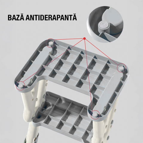 Reductor WC copii 2in1 ZAFIT® cu scara si inaltator, Pliabil, Portabil, colac suprafata de siguranta antialunecare, antiderapant, Gri [6]