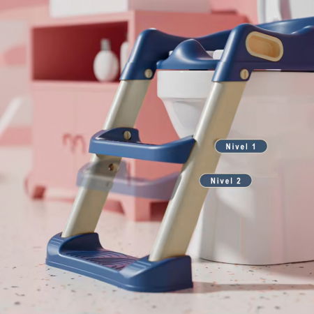 Reductor WC copii cu scara ZAFIT®, Pliabil, Portabil, colac suprafata de siguranta antialunecare, antiderapant, Albastru [2]