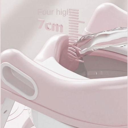 Reductor WC copii cu scara ZAFIT®, Pliabil, Portabil, colac suprafata de siguranta antialunecare, antiderapant, Roz [5]