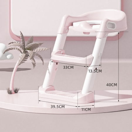 Reductor WC copii cu scara ZAFIT®, Pliabil, Portabil, colac suprafata de siguranta antialunecare, antiderapant, Roz [6]