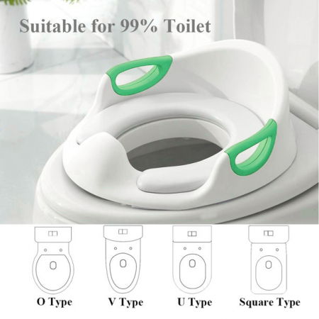 Reductor WC copii ZAFIT®, cu manere si spatar, Portabil, Antiderapant, Alb/Verde [3]