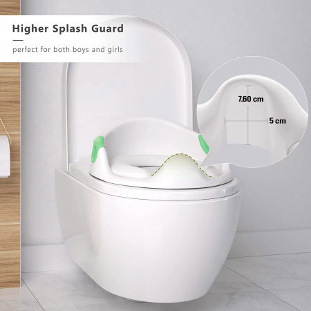 Reductor WC copii ZAFIT®, cu manere si spatar, Portabil, Antiderapant, Alb/Verde [4]