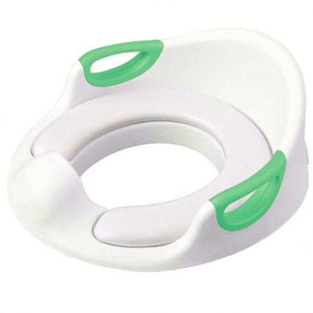 Reductor WC copii ZAFIT®, cu manere si spatar, Portabil, Antiderapant, Alb/Verde [1]