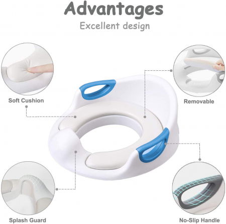 Reductor WC ZAFIT®, Portabil, capac toaleta copii, antiderapant, Alb/Albastru [6]