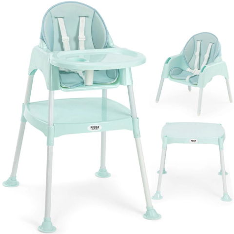 Scaune de masa bebe - Scaun de masa bebe FiGGA® HighChair 3 in 1, Varsta 6-72 luni, Verde Menta